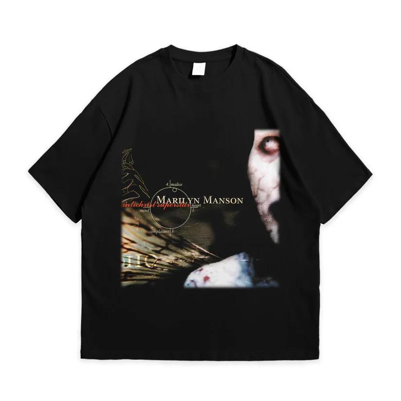 Marilyn Unisexson Unisex Cotton TShirt Vintage Grunge Streetwear Black