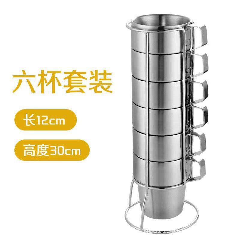 Набор из 4 термокружек для кофе из нержавеющей стали(300ML) Кружки с двойными стенками и ручкой, Небьющиеся кружки для холодных и горячих напитков