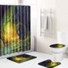 Healing Tree Hole Bathroom Shower Curtain Floor Mat Toilet Cover Foot Mat Four-Piece Pattern Size