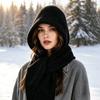Унисекс Зимний Вязаный Шарф-Шапка с Капюшоном, Толстый Теплый Флисовый Шейный Пояс, Балаклава, Ветрозащитная Шапка для Защиты Ушей