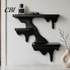 Modern Home Decor Three Layer Wall Mounted Storage Rack, PLA Melting Fluid Design Floating Shelf, Artistic Space Saving Mount Molding Display
