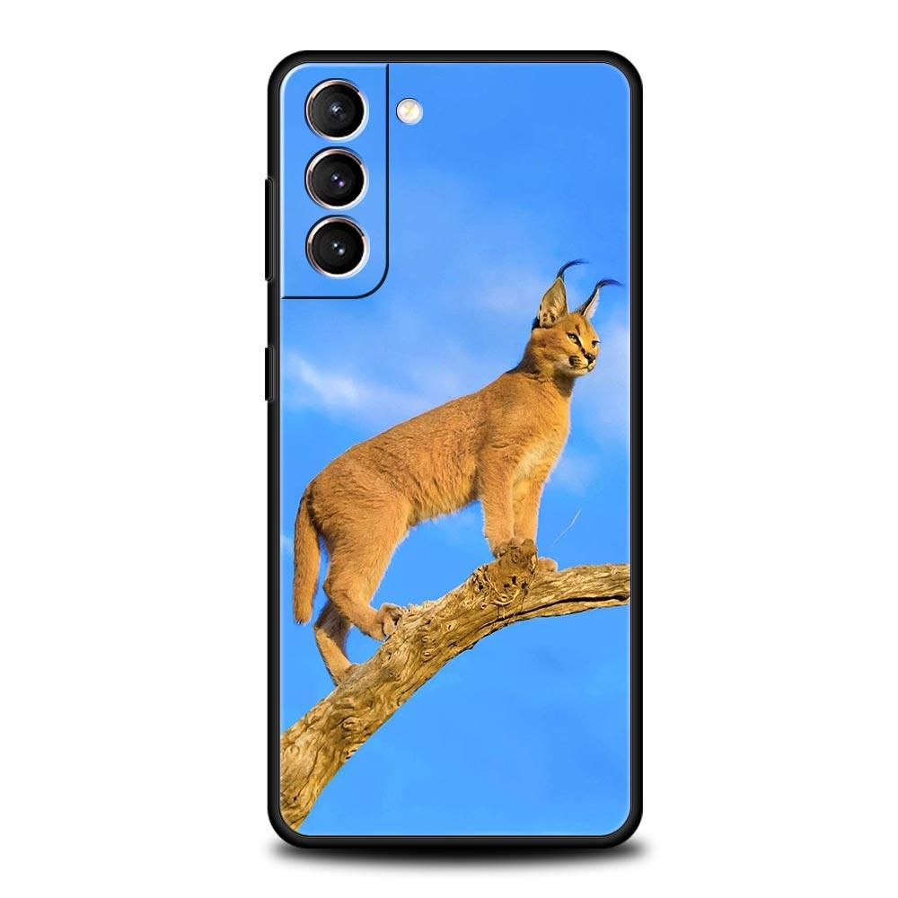 Чехол для телефона Samsung Galaxy S25 Edge S24 S23 S22 S21 Ultra S20 FE 5G S10 S10E S9 Plus Мягкий ТПУ Чехол Африканская Рысь Каракал Кошка