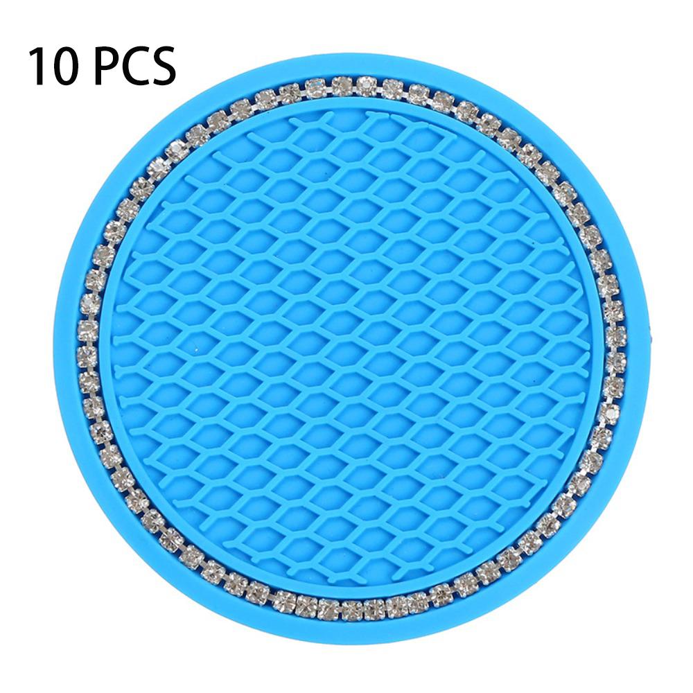 10 PCS Round Drink Pad Rhinestone Anti-slip Mat Universal Cup Holder Automotive
