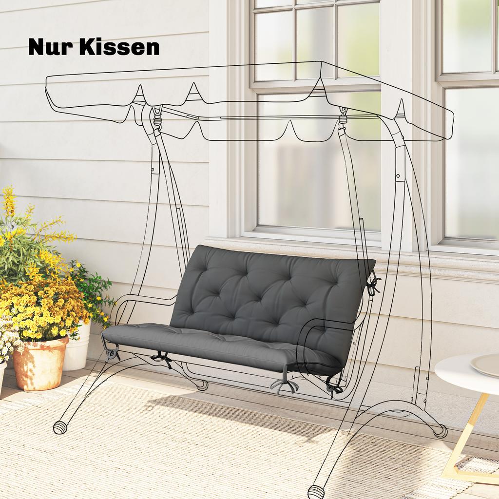 Bench Cushion Water-Repellent Seat Cushion Backrest Cushion 100 x 98 x 8 cm Dark Gray Garden Bench Hollywood Swing