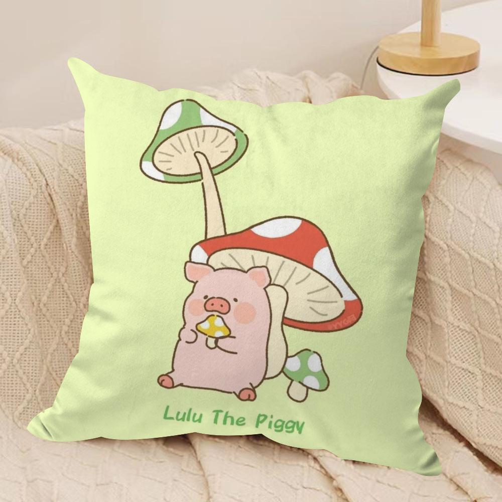 Мультяшная Розовая Наволочка L-Lulu Pig из Шелковистого Короткого Плюша, Двусторонняя Печать, для Подушки на Диван, Декор для Дома на Все Сезоны, Подарок