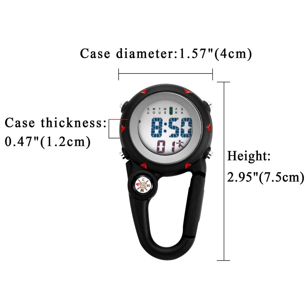 JEWELRYWE Pocket Nurse Digital Carabiner Watch Universal for Men and Simple Pocket Watch, Watch, Display, Watch, Keychain, Women, Nasucan, Bag, (Matte
