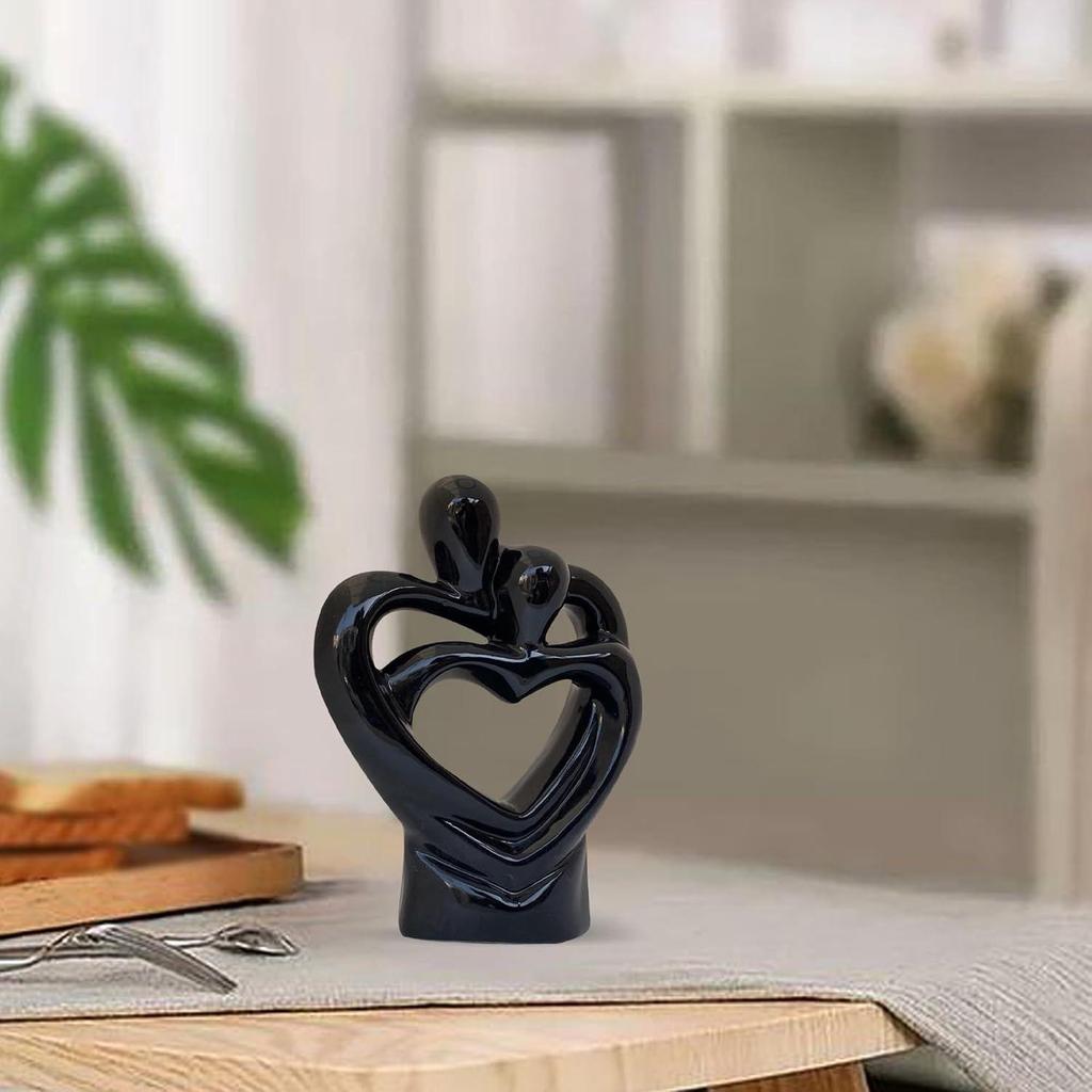 Passionate Romantic Couple Ceramic Statue for Home Decor (Pack of 1, Black)