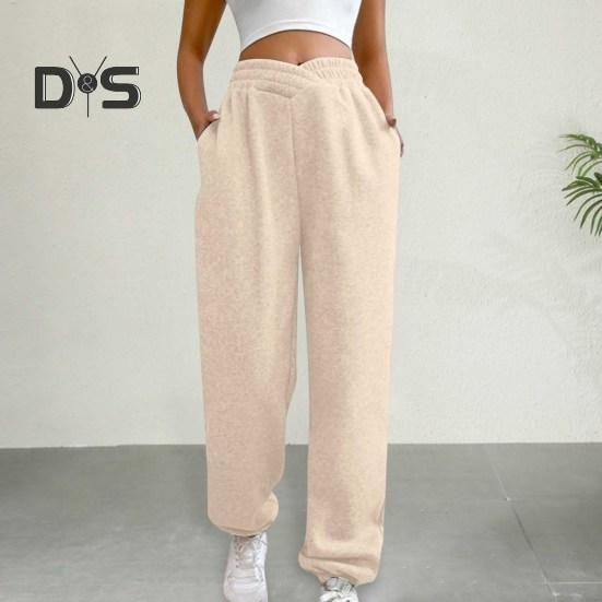 Женские спортивные штаны с высокой талией, свободные спортивные штаны с карманами, кроссоверы, спортивные штаны, удобные брюки для тренировок