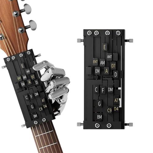 Guitar Chord Presser, Guitar Chord Trainer, Double Chord, Guitar Learning Aid for Kids, Beginners, and Adults (Black)