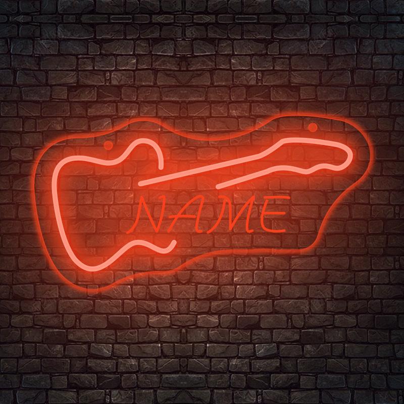 Custom Guitar Neon Sign - USB Powered LED Wall Decor, Push Button Control, Wall Hanging for Studio/KTV/Band/Bar/Man Cave/Bedroom