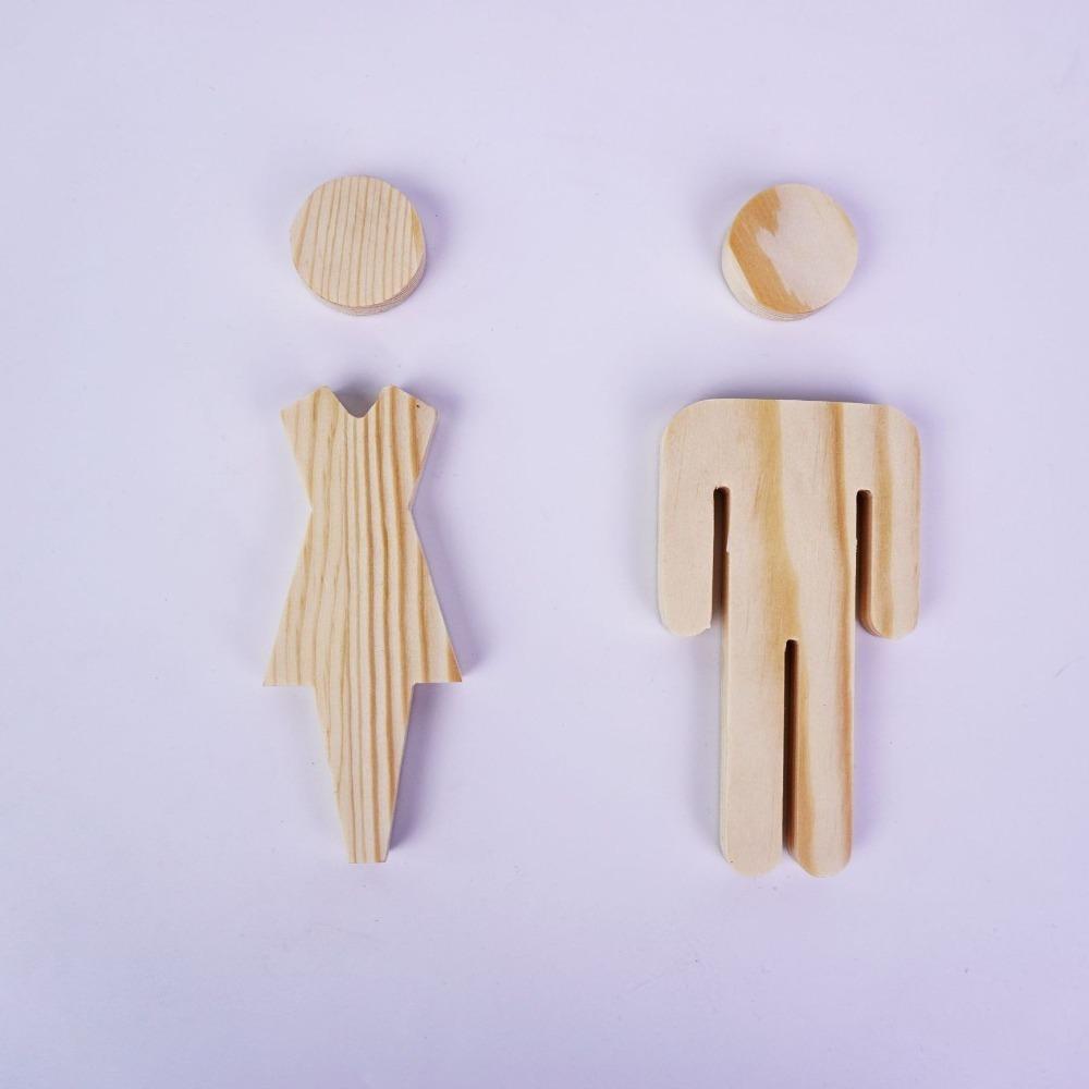 1 Pair Solid Wood Bathroom Sign Men's and Women's WC Door Sign Restroom Sign  Toilet Door Decoration