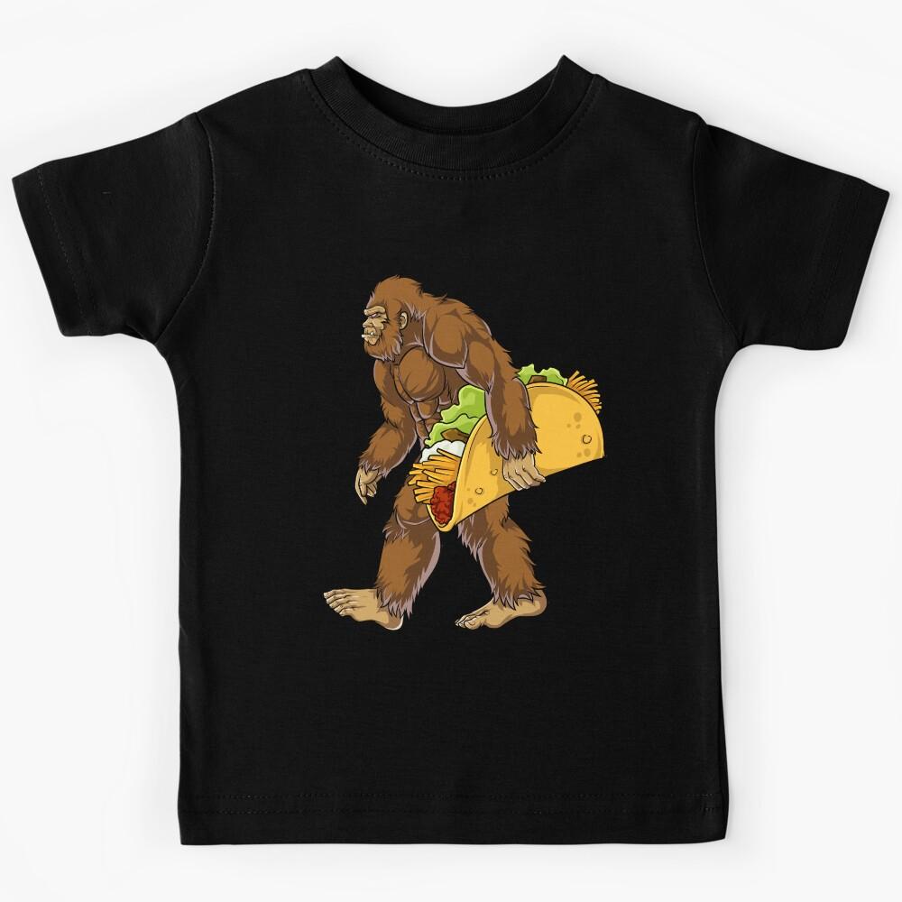 Bigfoot Sasquatch Carrying Taco T shirt Funny Camping Gifts Men Women Kids Boys Kids T-Shirt