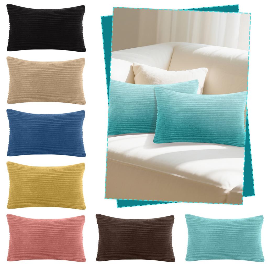 Домашний текстиль: Мягкий вельвет, полосатый бархат, прямоугольный декорированный чехол для подушки