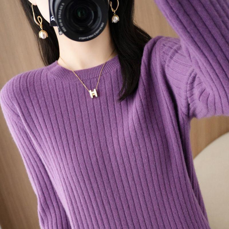 Women's Autumn and Winter Sweater Loose Fit Korean Version Plus Size V-neck Top Stylish Base Knit Sweater