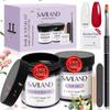 Saviland 100 г базовый гель и топ-гель набор большой емкости без стирания высокоглянцевый верхний гель-лак набор из 2 базовых покрытий для ногтей с гелевой кисточкой для ногтей Soak Off UV LED