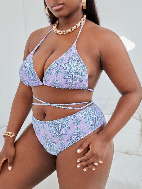 Бикини больших размеров для полных женщин, сексуальные купальники для женщин, высококачественный полиэстеровый купальник для женщин, купальный костюм с принтом для женщин, лето