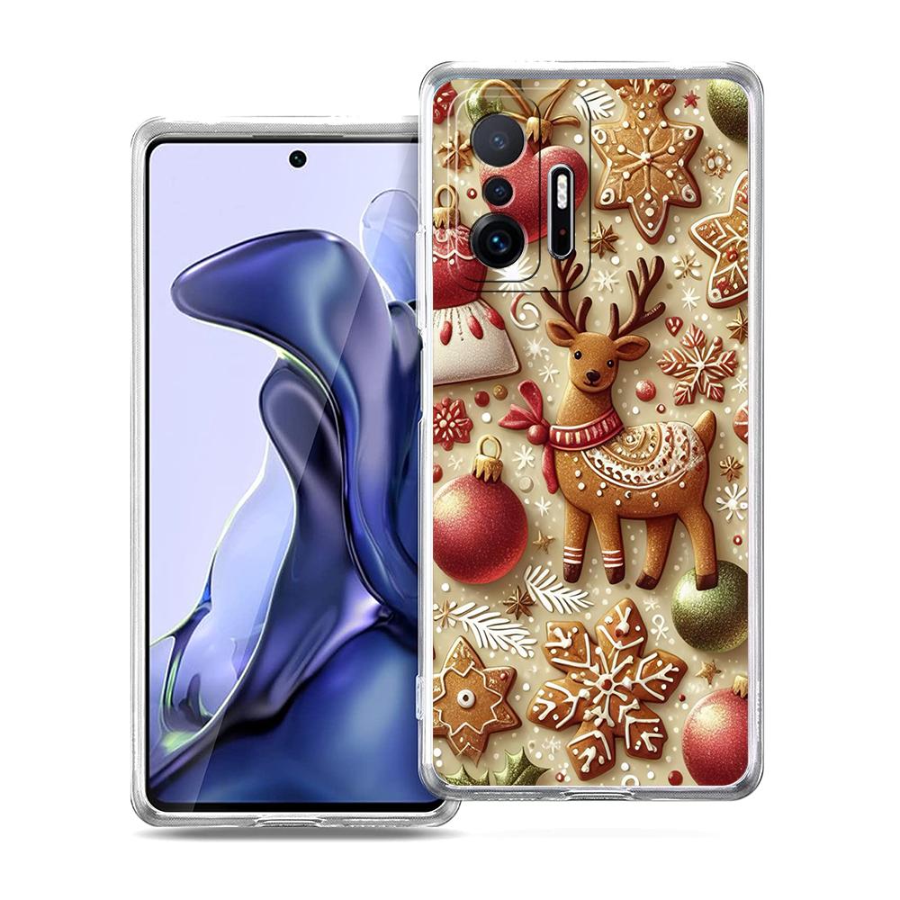 Прозрачный чехол для телефона для Xiaomi Mi 14 13 12 11 Ultra 13T 12T 11T Poco X3 NFC F3 F6 Pro 5G Мягкий ТПУ Новогодний Рождественский узор