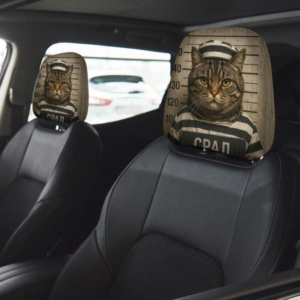 2pcs Soft Material Seat Headrest Protectors Stretch Car Headrest Covers Festive Atmosphere