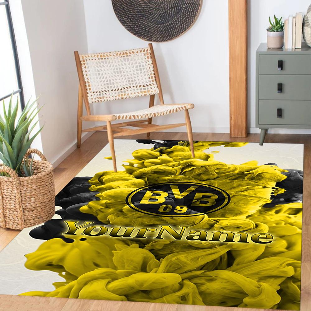 Borussia Dortmund Customized Name Area Rug Perfect for Entryway Hallway Bedrooms Study room Anti-slip Rug Decorate Offices Wedding Party Gift