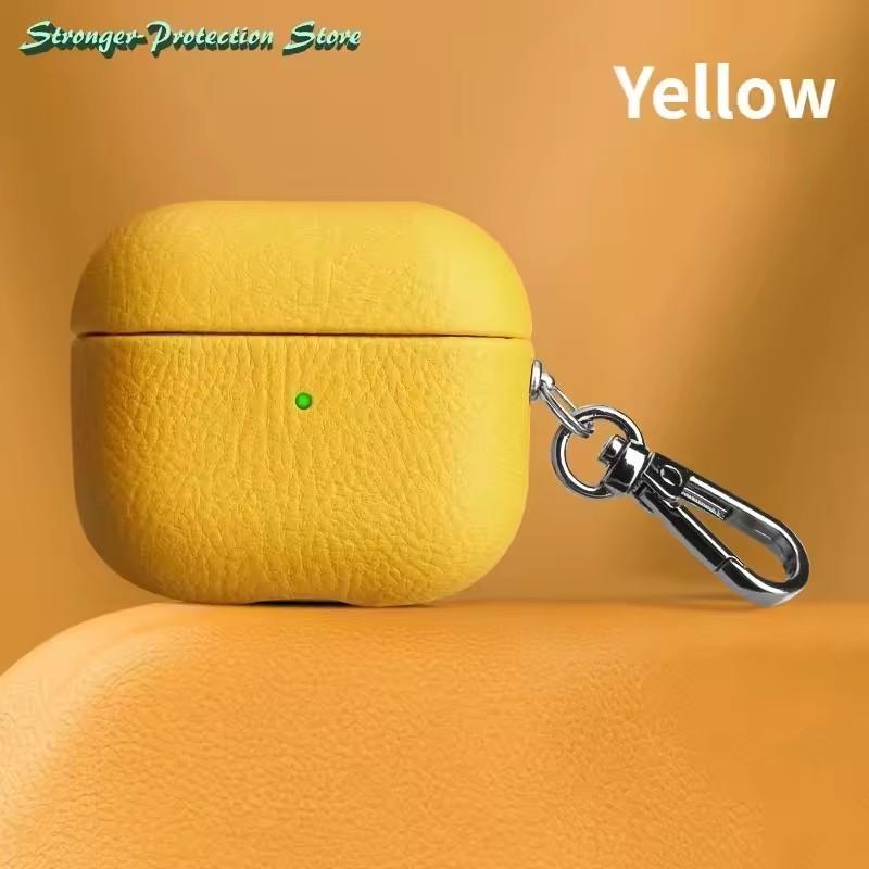 Натуральная Кожа Для Чехла AirPods Pro 3 AirPods Pro 2 Airpods 4 Airpods 1/2 3 Обложка Узор Личи Коровья Кожа С Пряжкой