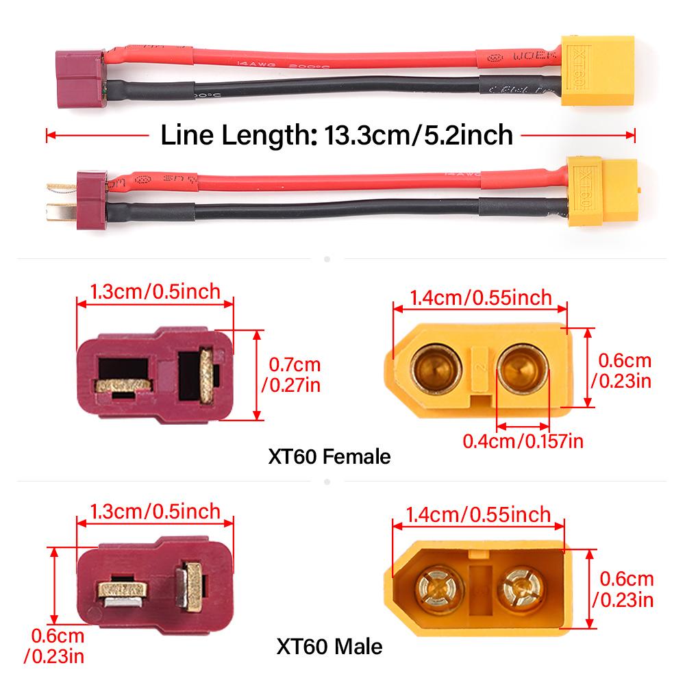 1PC XT60 Male/Female to Deans T-Plug Male/Female Connector Lead Adaptor Extension Wire Silicone Cable for Lipo Battery RC Parts