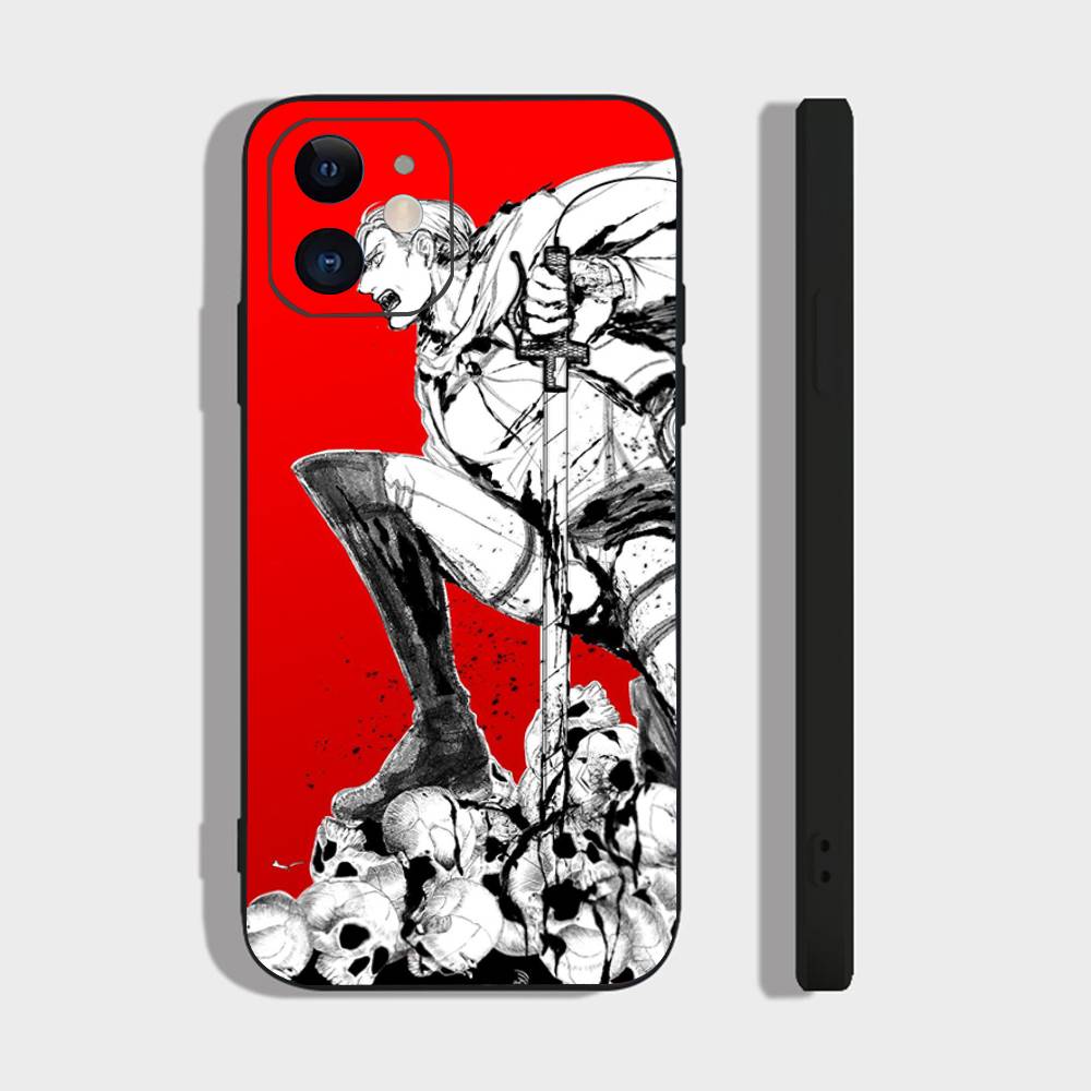 Чехол для телефона с Эрвином Смитом из аниме для iPhone 17 Air 16 15 14 13 Pro Max 11 12 Черный силиконовый чехол