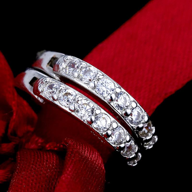 Модные серьги-имитации, женские серьги-гвоздики с одним рядом бриллиантов, темпераментные женские застежки-пряжки