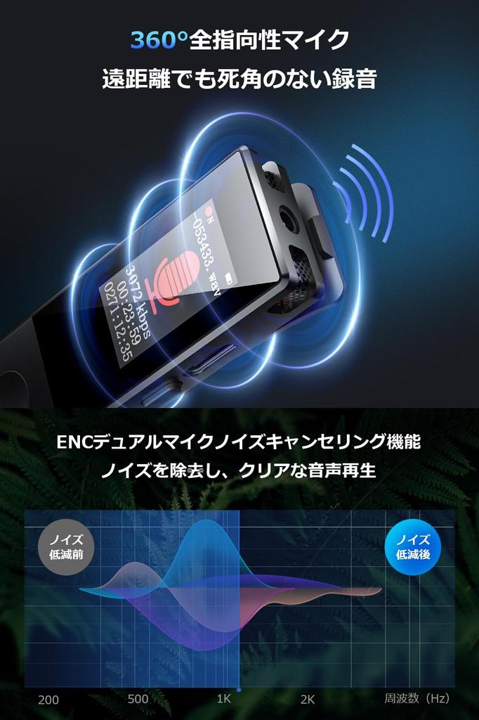 Компактный диктофон IC, новый, 64 ГБ, большой, 3072 кбит/с, звук, Bluetooth ENC, двойной, долговременный, одна кнопка, ЖК-дисплей, таймер записи голоса VOR, переменная скорость повтора