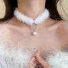 Winter Fluffy Snowflake Pendant Necklace: Elegant Clavicle Chain Choker for Women