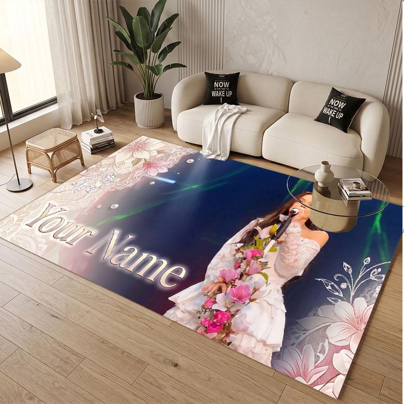 Custom Name Crystal Velvet Rug,Ayliva Comfortable Anti Slip Floor Mat For Room Decoration