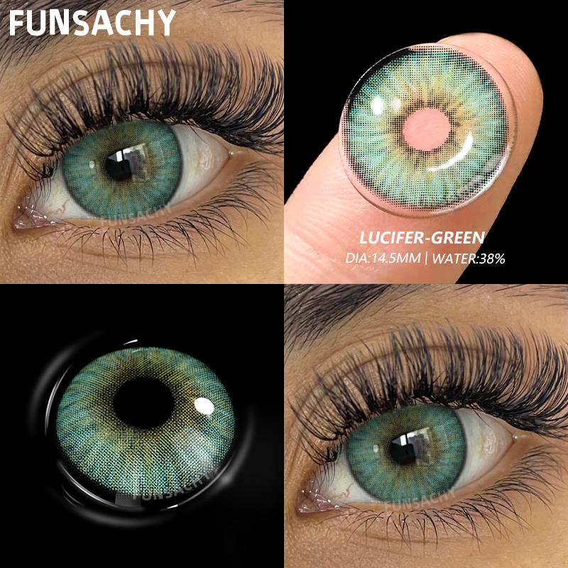 FUNSACHY 1pair Colorcon Colored Contact Lenses for Eyes Fashion Beauty Pupils Blue Lens Natural Cosmetic Makeup Lenses Yearly