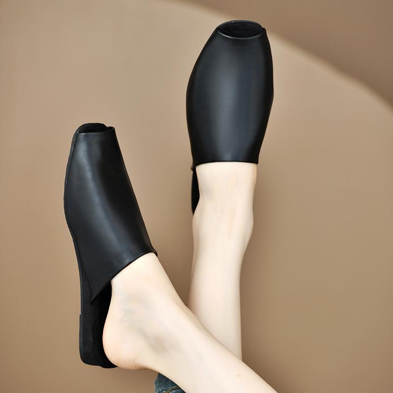 Мода 2025 Новые Летние Женские Мюли из Искусственной Кожи для Женщин Квадратный Носок Обувь на Низком Каблуке Закрытый Носок Слингбэки Современные Шлепанцы