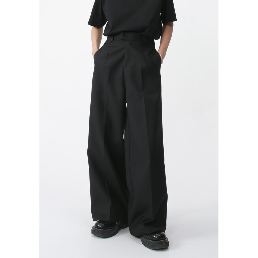 Мужской весенний стиль, новый повседневный костюм со средней талией, длинные брюки, свободные широкие брюки, простой в пол