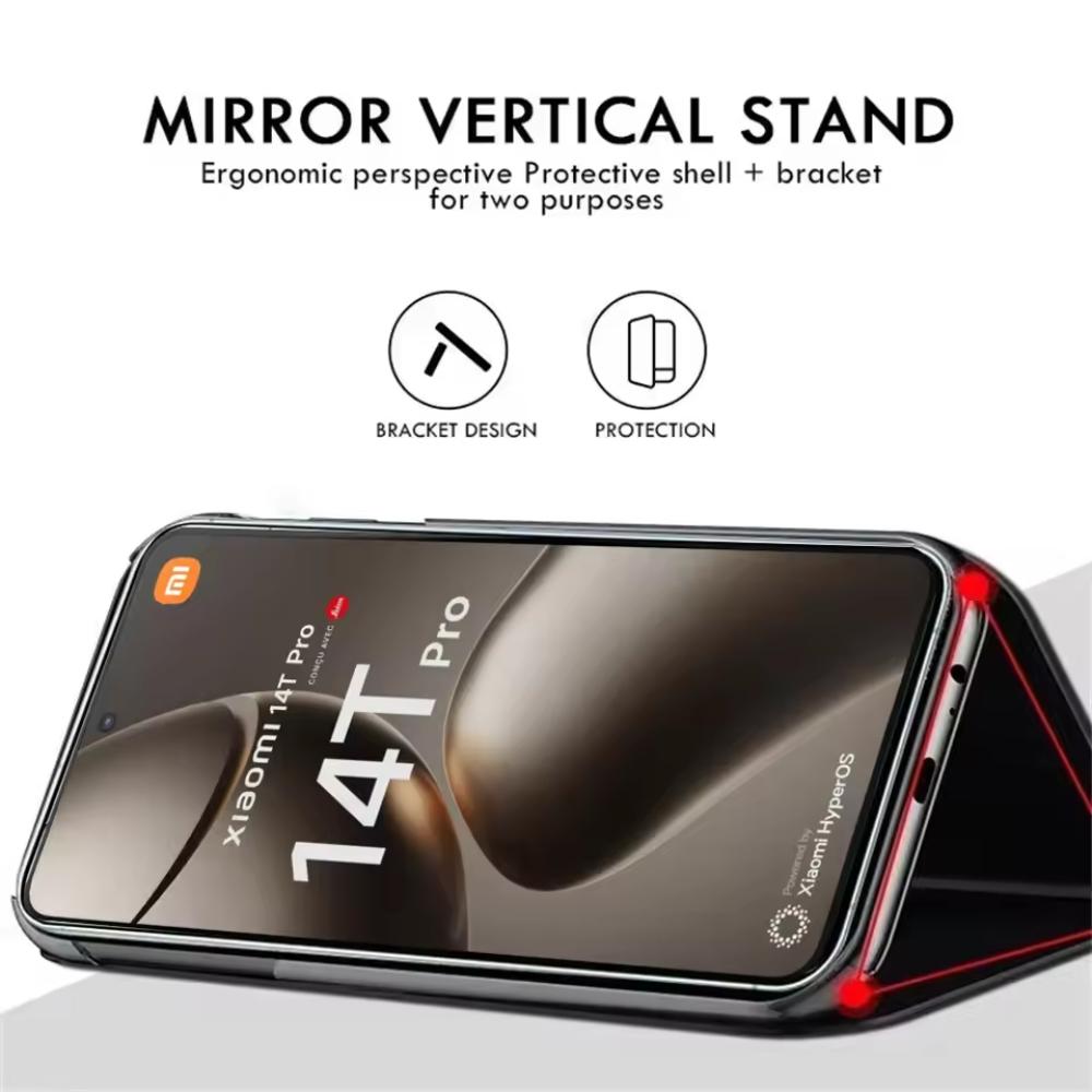 Роскошный зеркальный чехол-книжка для Xiaomi POCO M5 F6 X7 14T 14 13T 13 12T 12 12S 11T Pro Кожаный чехол для Xiaomi 13 12 11 Lite Аксессуары для телефона