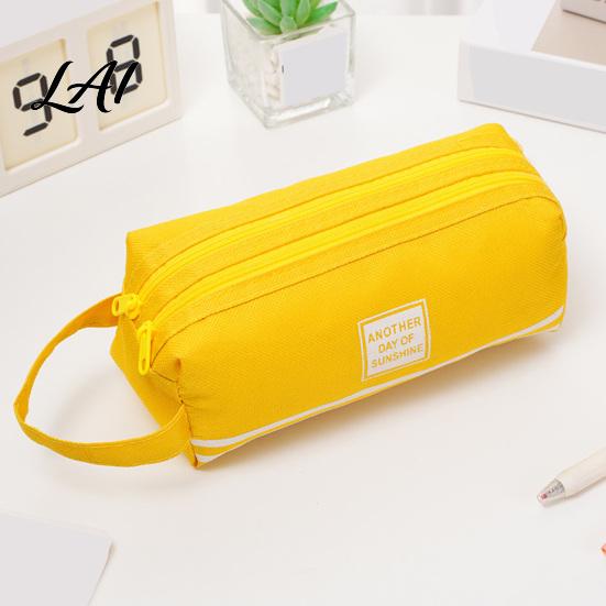 Reinforced Webbing Pencil Case Oxford with Handle Double Layer Pen Pouch Large Wear-resistant Capacity Stationery Bag for Students And Commuters