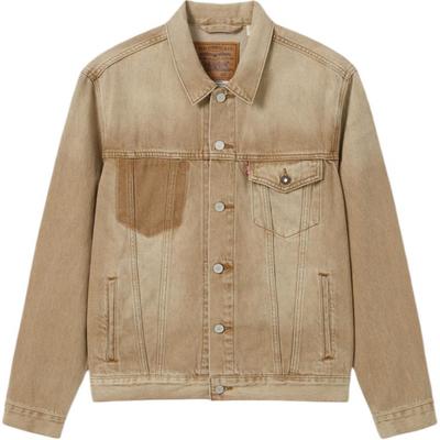 Levis Denim Wanderer Series Fw24 Свободная Прямая Куртка из Денима с Воротником и Длинными Рукавами Мужские куртки Хаки 0015E-0007