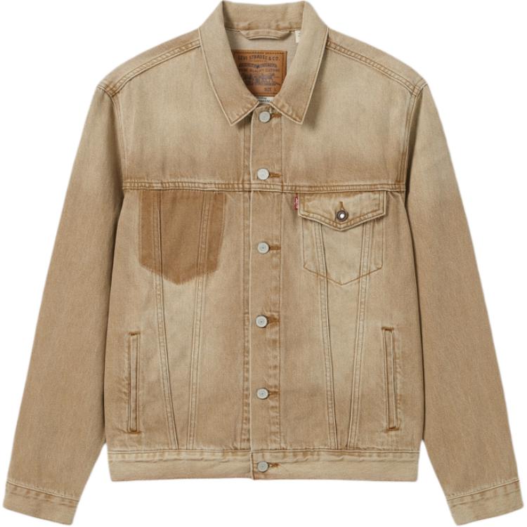 Levis Denim Wanderer Series Fw24 Свободная Прямая Куртка из Денима с Воротником и Длинными Рукавами Мужские куртки Хаки 0015E-0007