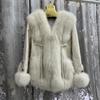 Женская овечья кожа, роскошная куртка с лисьим мехом, женское зимнее пальто с наполнителем из гусиного пуха, теплое пальто из натуральной кожи