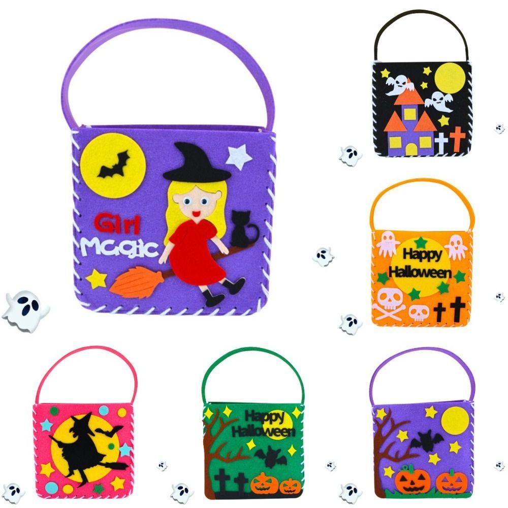Pumpkin Bag DIY Halloween Candy Bag Trick Or Treat Pumpkin Handbag Kindergarten