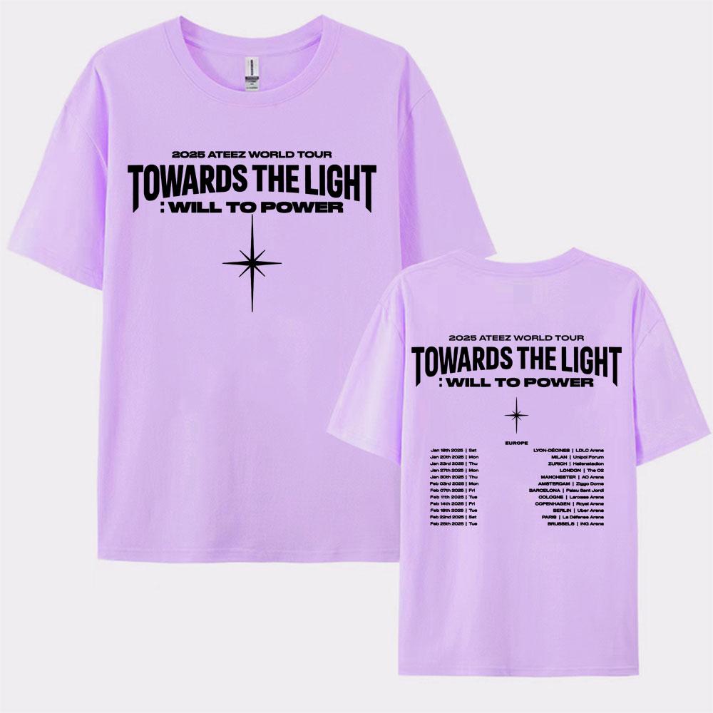 2025 Ateez World Tour Towards The Light Will To Power T Shirt Men Women Korean Fashion High Quality Casual 100 Cotton Tshirts