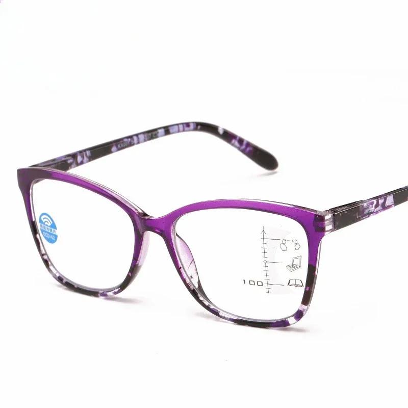 Women's New Style Colorful Glasses Frame Progressive Multifocal Presbyopia Eyeglasses Neutral Fashion Style Retro Style Anti-blue Light Reading