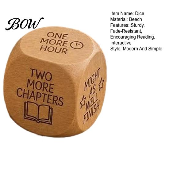 Reading Motivation Gadget Wooden Decision Dice, 6-Sided Wood Engraved Quotes Prompt, Natural Tool Charm, Fun Companion Book Lover Habit