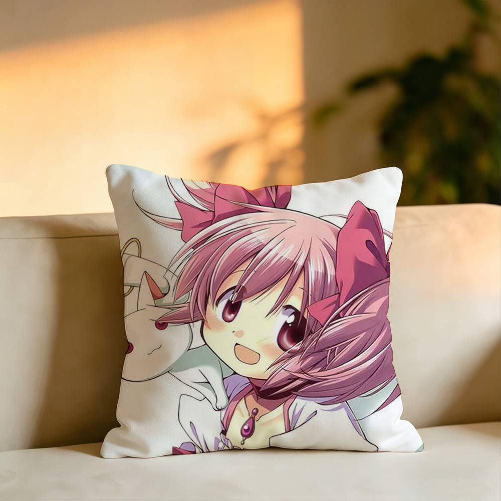 Hot Anime MMadoka Magica Square DoubleSided printed Pillow Case Bedroom Bedside Pillow Sofa Cushion Cover