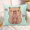 Cute Capybara Printed Pillowcase, Single-Sided Print, Zipper Closure, Machine Washable Polyester For Office Living Room Bedroom