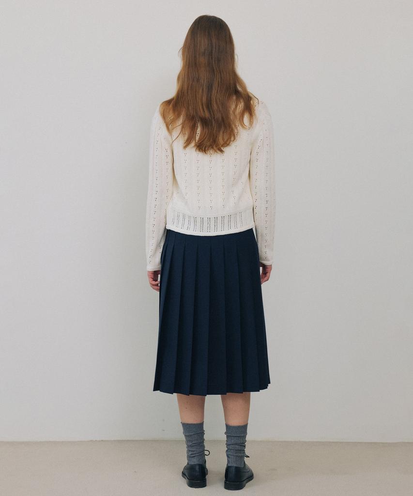 Tudment Pleated Midi Skirt Navy
