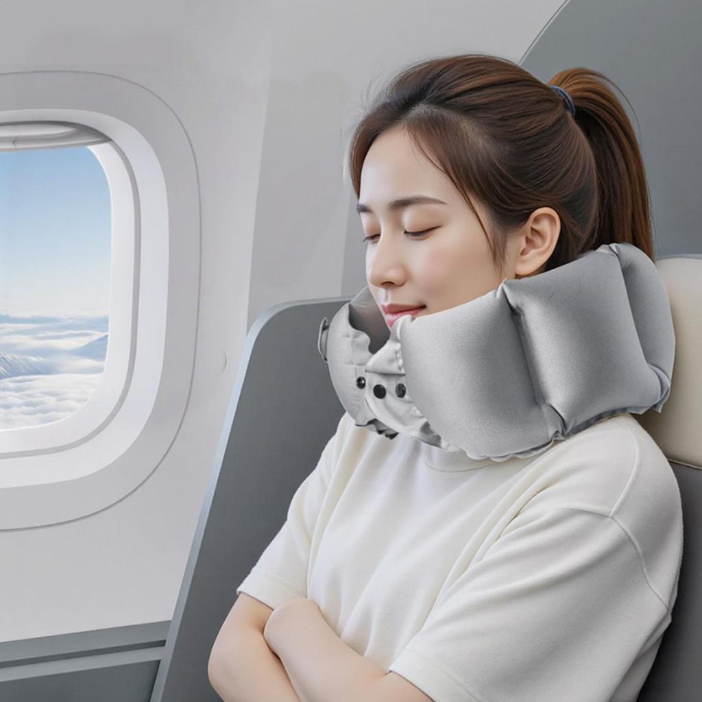 Portable U-shaped Travel Pillow Adjustable Inflatable Sleeping Pillows Office Nap Pillow Car Airplane Neck Cushion Head Support