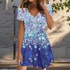 Summer Fashion Women's V Neck Short Sleeve Floral Print Printed  Dress Sex Short Skirt Dresses