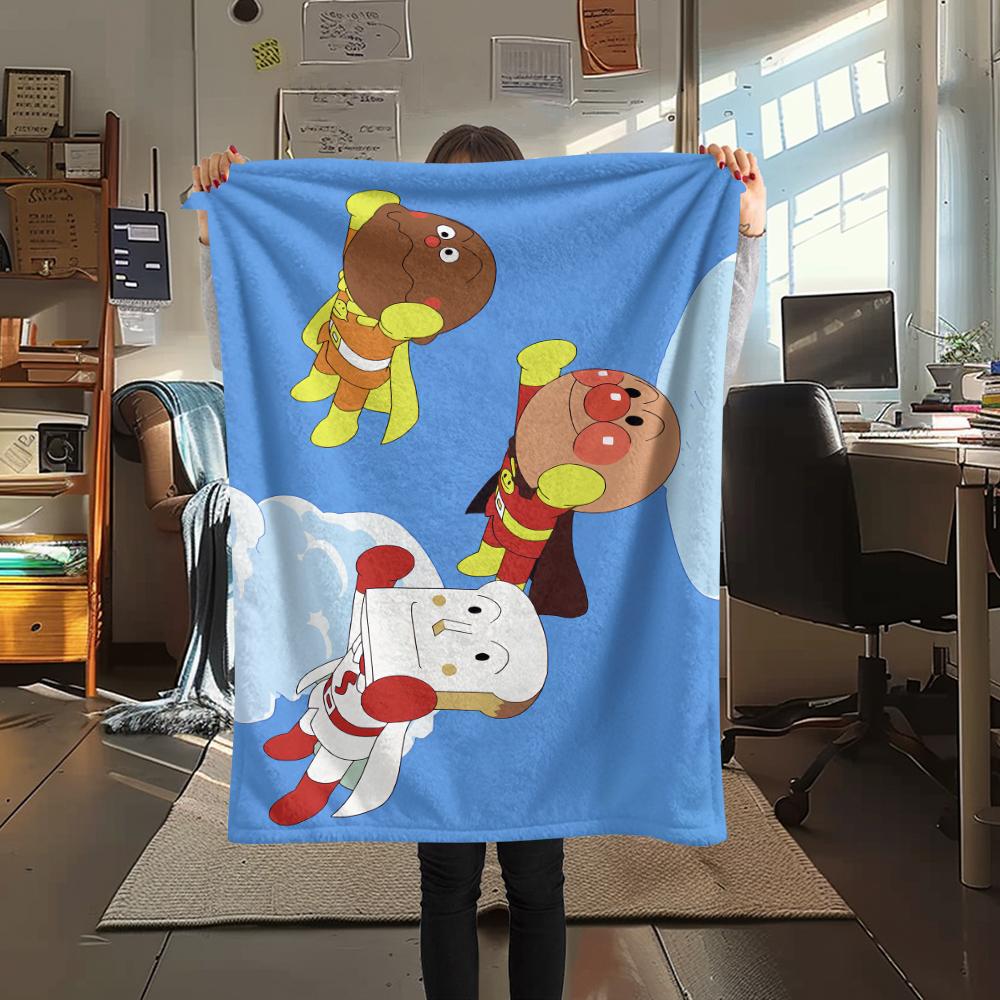 Anpanman Family pattern Flannel Blanket, High quality Comfortable for All Seasons, Home Decor, Warmth and Comfort, Perfect for Gifts.