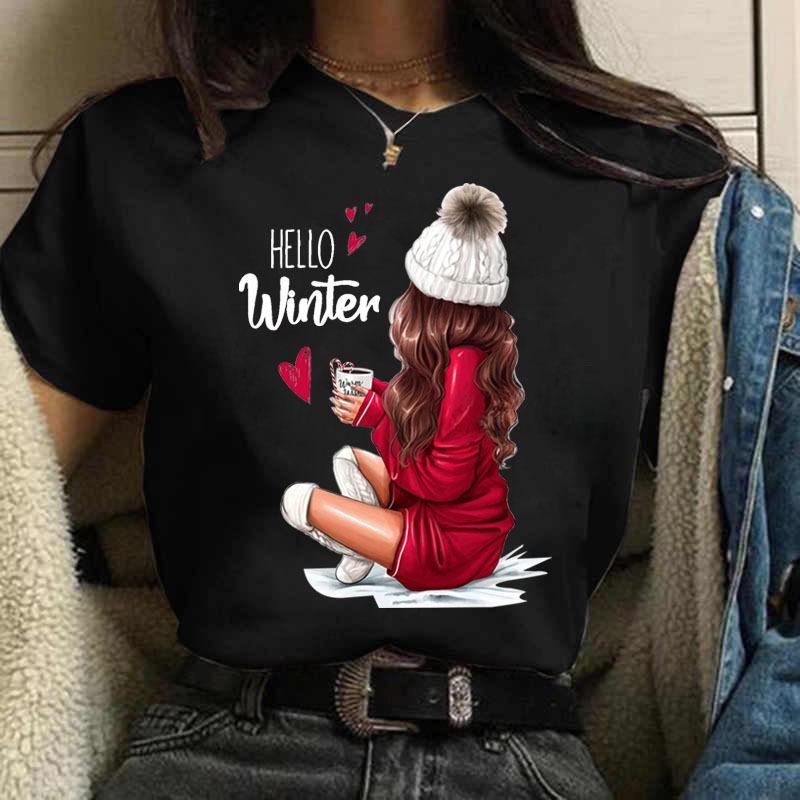 Летняя мода Coffee Girl Urban Base Shirt Круглый вырез Чистый хлопок Короткие рукава Женские футболки Женские