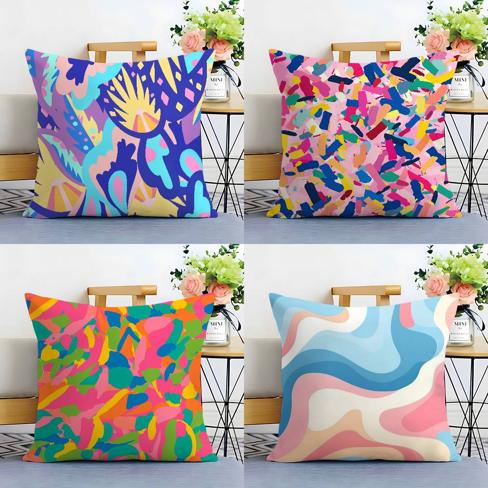Home Decor Colorful Abstract Pattern Digital Print Pillows Pattern Cushion Cover Suitable for Sofa Bedroom Car Pillow Cover